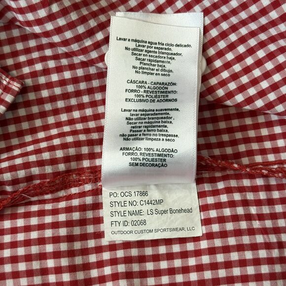Columbia PFG 4X Super Bonehead NC State Mens Red Checkered Vented Tailgate Shirt - Picture 11 of 12